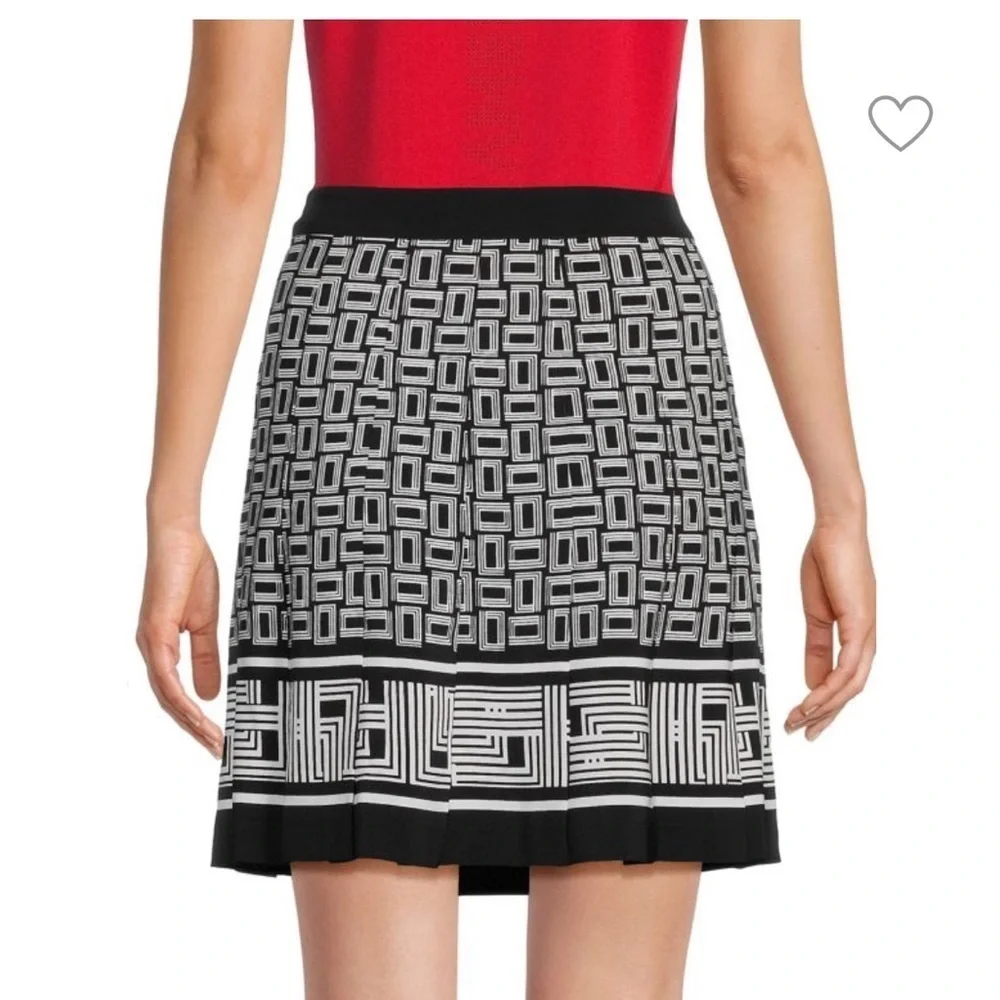 Karl Lagerfeld Black White Geometric Lightweight Pleated Mini Skirt,Women’s Sz 6 - Picture 6 of 16